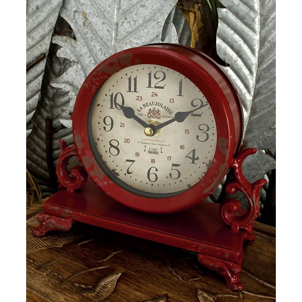 Decmode Indoor 7 W 7 H Beige Analog Round Vintage Tabletop Clock Walmart Com Walmart Com
