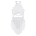 thumbnail image 6 of Linjinx Sparkly Rhinestone Leotard Lyrical Dance Dress for Womens Cutout Strappy Backless Dance Dress White L, 6 of 6