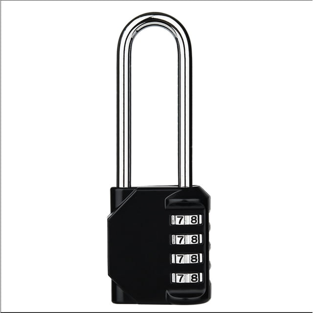 Candado de combinación de 4 dígitos Candado de grillete largo Cerradura impermeable para exteriores Maleta Equipaje Cerradura codificada de alta seguridad TUNC Sencillez