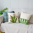 thumbnail image 4 of Embroidery Bell Orchid Pillow Cover Spring Floral Throw Pillow Case, Yellow Flower Square Pillowcases Spring Pillow Cushion Cover for Home Office Farmhouse Couch Decor, 18 x 18 Inch, 4 of 6