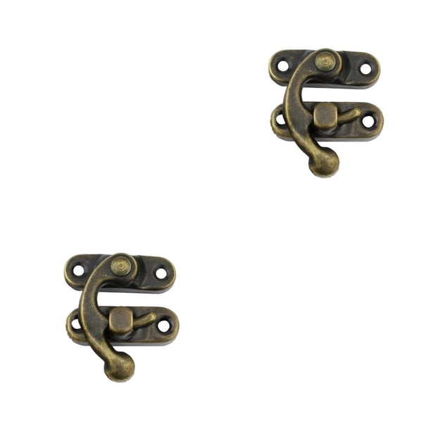 Scienceny Candado antiguo Cerradura de gancho Cerradura Hebilla oculta de protección Capturas Decoración Herrajes para muebles de Gancho izquierdo de bronce 2piezas