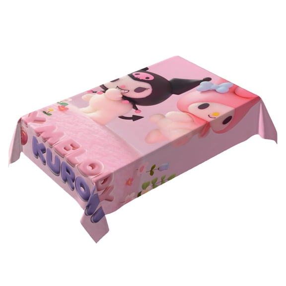 My Melody-theme square tablecloth has an iconic print, fits most tables, and is easy to care for perfect gifts for fans friends and family，55" x 71"（140*180cm）