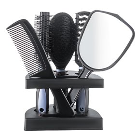 Hair Brush Set with Mirror and Holder, 5-Piece Detangling & Styling Kit, Anti-Static Massage Brushes for Wet/Dry Hair