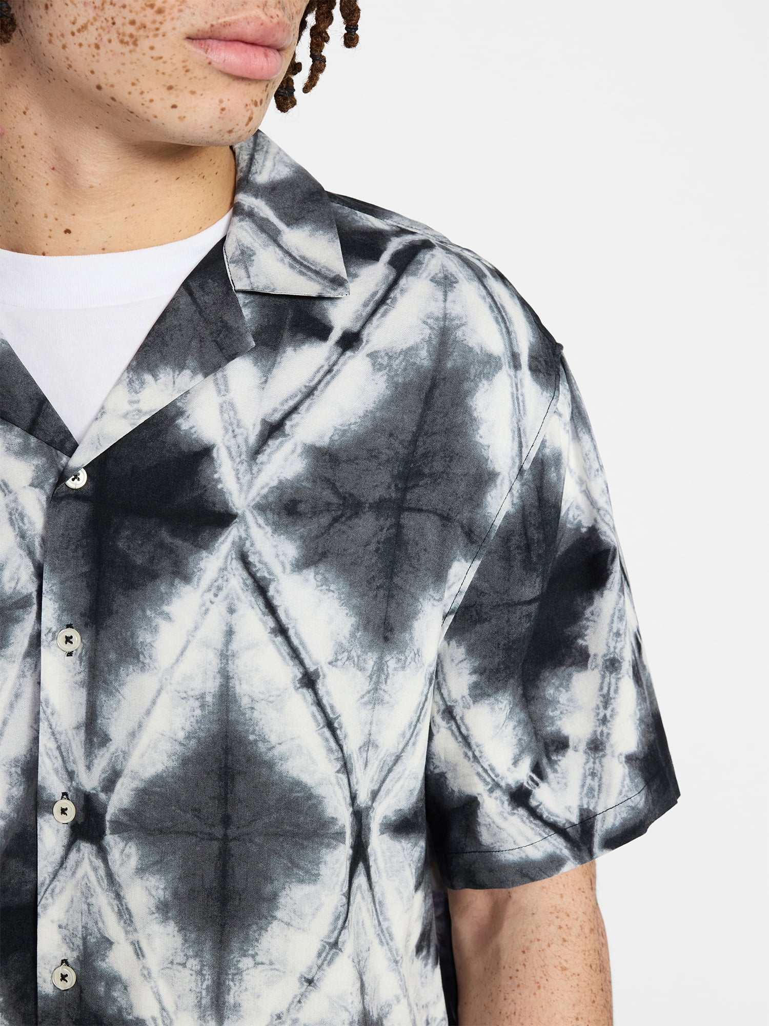 No Boundaries Rayon Shirt with Short Sleeves, Men's and Big & Tall XS-4XLT