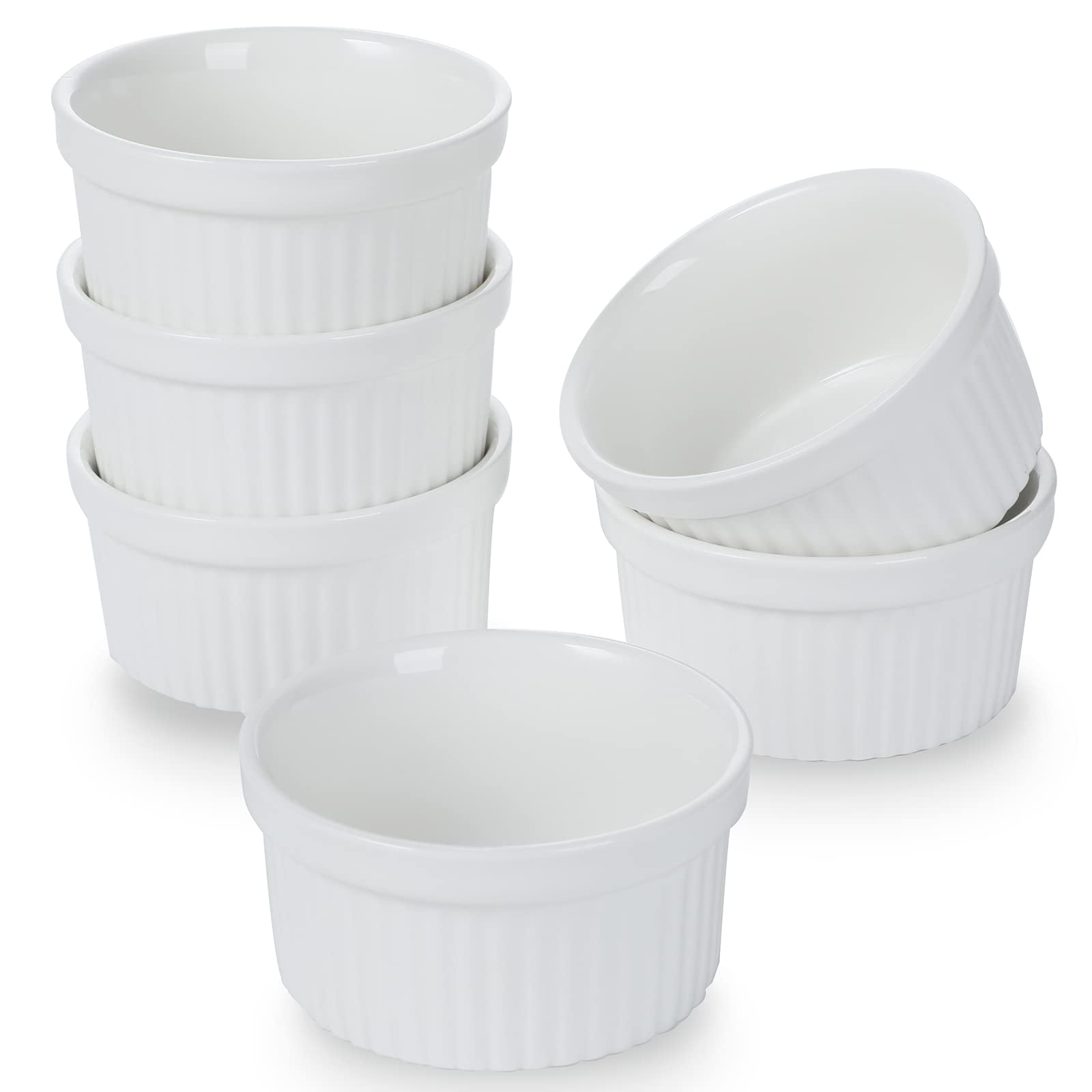 4 oz Ramekins 6 pcs Porcelain Ramekins Dishes for Souffle,Creme