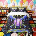 thumbnail image 3 of Erosebridal Purple Green Drippy Baseball Bat Print Twin Bedding Sets, Bold Sports Bedding Comforter Set for Kids Boys and Girls, Colorful Stars Reversible 7-Piece, 3 of 6