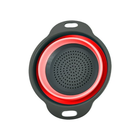 

TANGNADE Silicone Telescopic Folding Basket Round Square Water Filter Basket Sink Roll up Dish Drying Rack Farm Sink Red