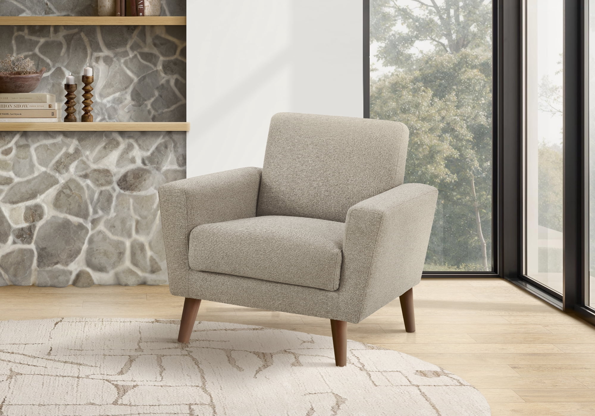 Monarch Specialties - 8J21L31 Chair, 34" Wide, Upholstered, Accent Chair, Light Brown Fabric
