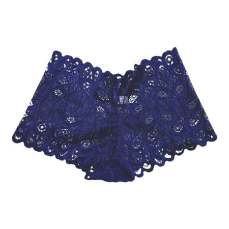 GHSOHS Womens Underwear Pantys Underwear Women Sexy Panties Elegant Lace Boyshorts For Women: Breathable Hollow Out Underwear Comfort Fit Design Underpants Hipster Panty Briefs Blue Brief Seamles 2XL