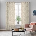 thumbnail image 5 of Beige Baroque Kitchen Curtains 84 Inch Length, Farmhouse Scroll Floral Pattern Art Grommet Top Bedroom Living Room Curtains, Light Filtering Cafe Curtain Drapes 2 Panels Set 84''x84'', 5 of 9