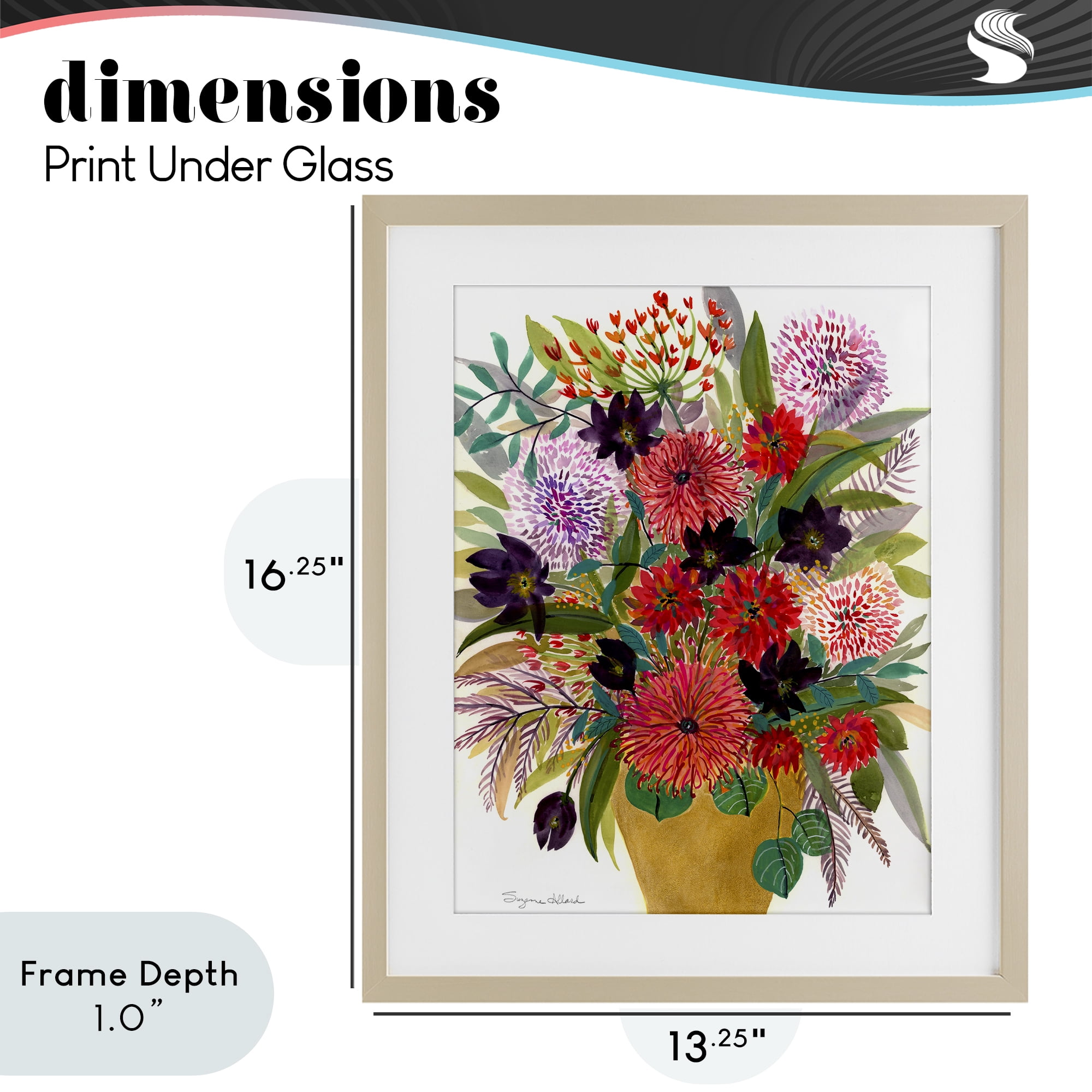 Stupell Industries Celebration Flower Bouquet Birch Framed Print Under Glass, design by Suzanne Allard