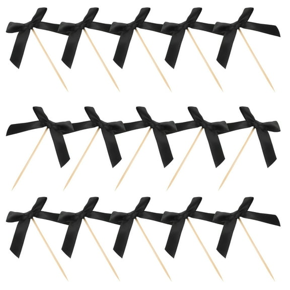 Homoyoyo Bow Cake Toppers Black Fabric Bows for Elegant Cupcake Decorations 20Pcs