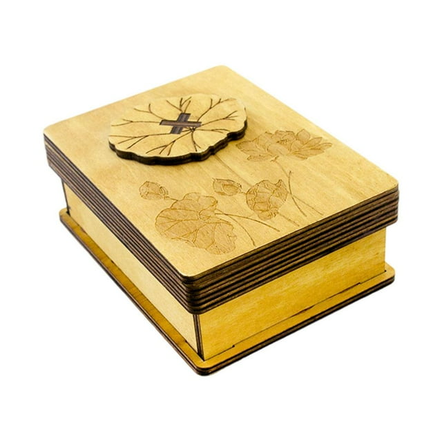 KLKCMS Handmade Puzzle Box Case Brain Teaser IQ Test Lock Hidden Compartment Treasure