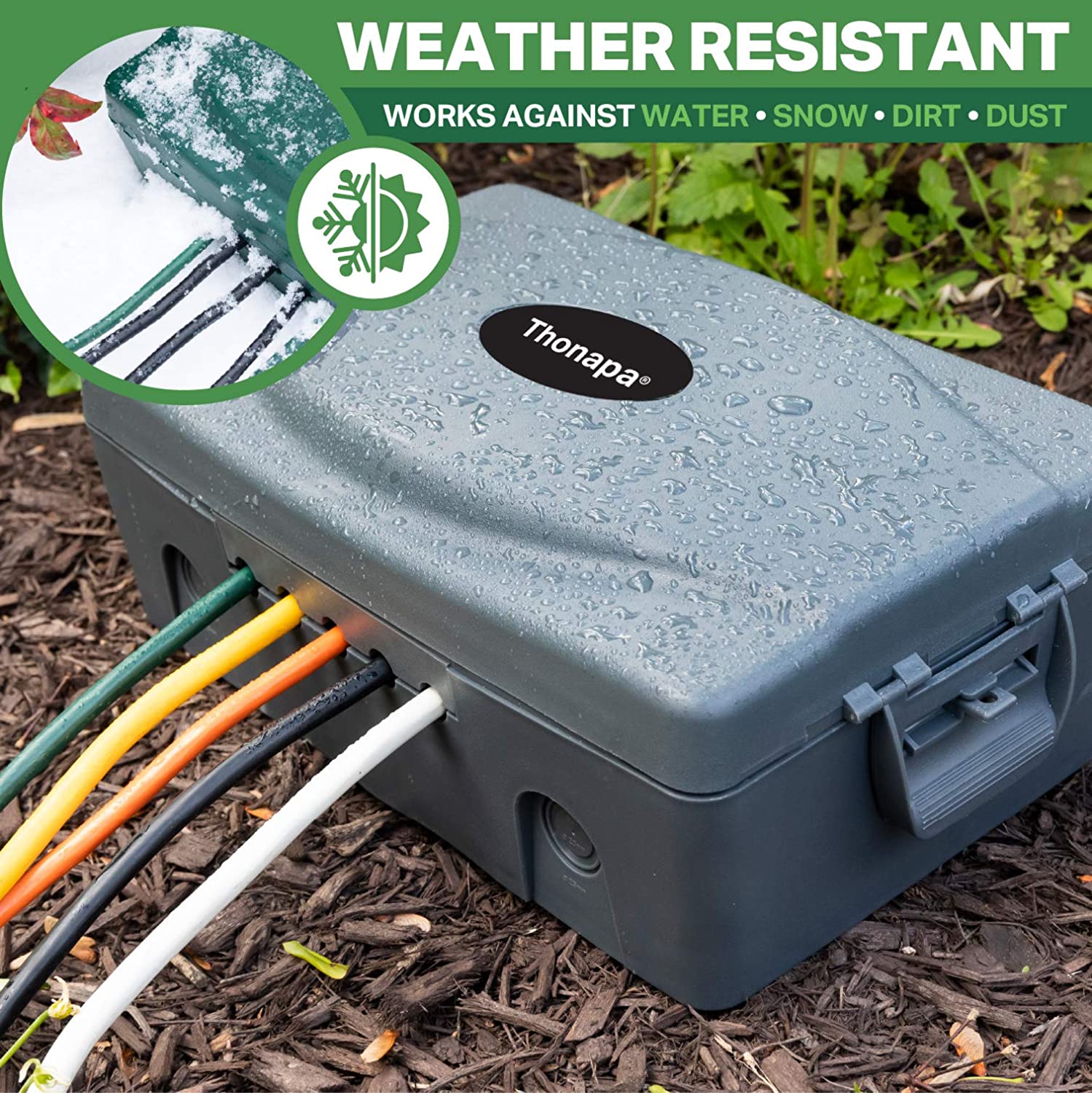 Waterproof Extension Cord Connection Box - Black Weatherproof Outdoor Box for Electrical Connections