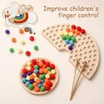 thumbnail image 4 of Wooden Peg Board Beads Game Color Sorting Toys Counting Matching Game Bead Counting Fine Motor Skill Montessori Toys for Toddlers (Rainbow), 4 of 9