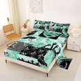 thumbnail image 2 of Castle Fairy Goth Floral Skull Queen Sheets 4 Pieces,Spooky Crow Moth Spider Queen Sheet Sets,Green Black,1 Fitted Sheet,1 Flat Sheet and 2 Pillowcases, 2 of 6