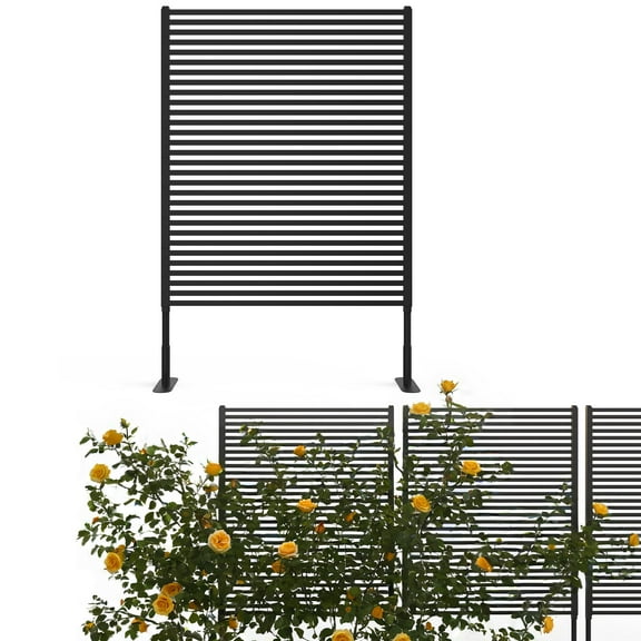 EcoSummer Metal Privacy Screen 47x71 Inch Outdoor Freestanding Rust-Resistant Fence Panels for Balcony, Yard, Garden, Patio, Brown