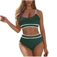 thumbnail image 1 of Diufon Women's High Waisted Bikini Sets Ribbed Two Piece Swimsuits Color Block Adjustable Straps Bathing Suit, 1 of 4