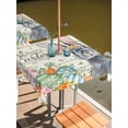 thumbnail image 2 of Square Outdoor Tablecloth with Umbrella Hole Happy Easter Outside Table Cloth Waterproof Patio Table Cover Spring Bunny Easter Eggs Floral Beige Wood Zipper Tablecloths for Picnic Camping 60x60 Inch, 2 of 8