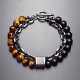thumbnail image 1 of Pulsera de metal con cuentas para hombre, con mapa esmerilado de Europa y América, joyería, 1 of 6