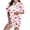 Pink, variant on Pajama Set for Women 2 Piece Heart Print Short Sleeve Button Down Shirt and Pajama Shorts Set Comfy Loungewear Set
