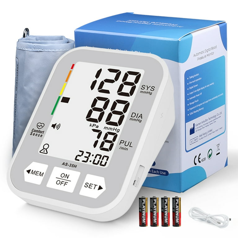 Blood Pressure Monitor Upper Arm, Automatic Digital BP & Pulse Rate Machine  with Large Cuff - 4.3'' LCD & Broadcast with 2×120 Memory for Home Use