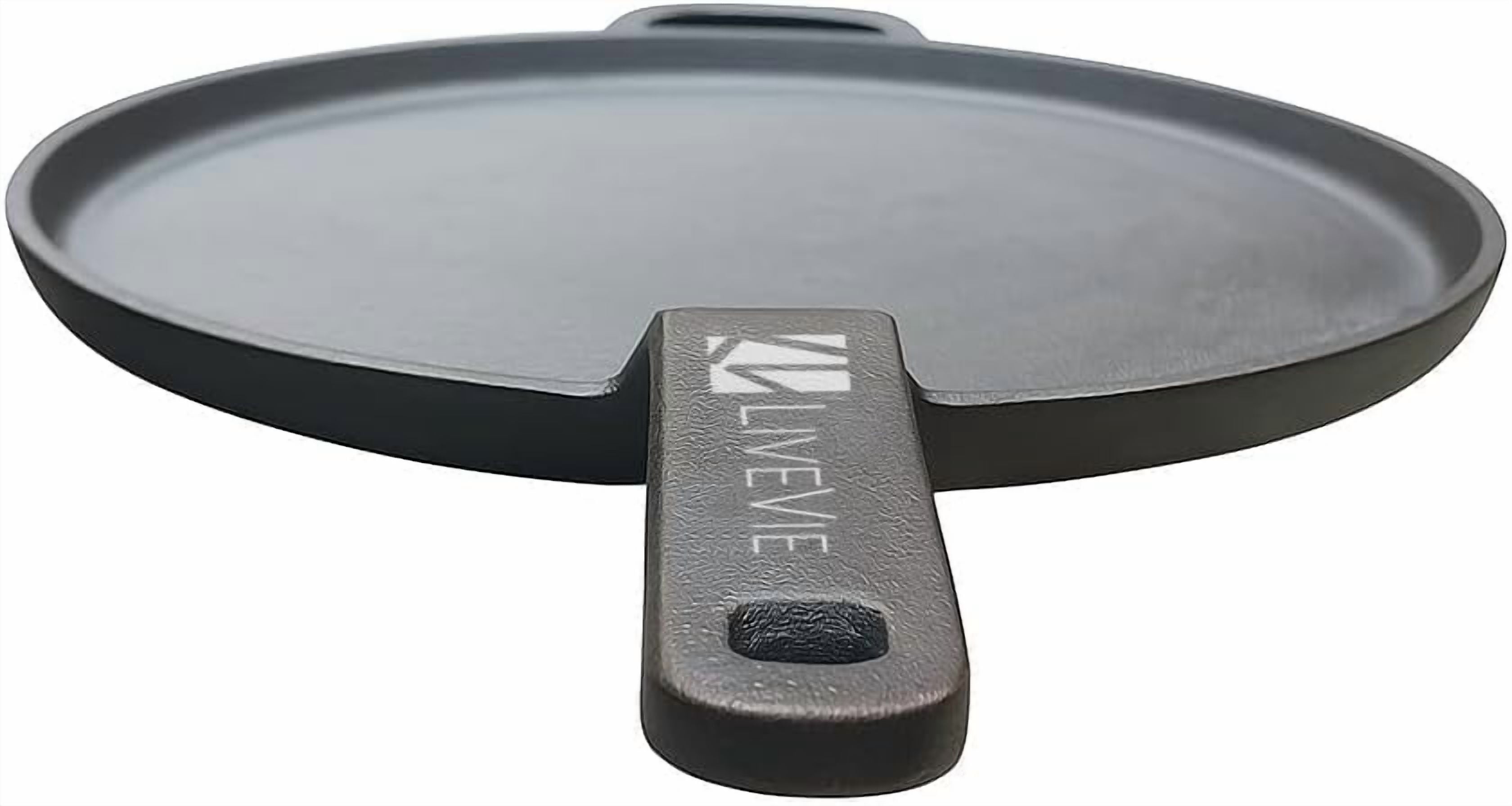 Pre-Seasoned 11 inch Cast Iron Tawa, Heavy-Duty 6.6 lbs Flat Griddle for Pancakes, Roti, Tortillas, Eggs & More, Gas, Open Flame Compatible, 5.5" Handle, Naturally Non-Stick