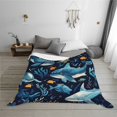 thumbnail image 6 of KLL Playful Whales Underwater Scene Print Fleece Throw Blanket, Horizontal Fleece Bedding Cute Soft Blankets Comfy Fleece Flannel Plush Home Decor for Couch & Bed -50"x40", 6 of 9