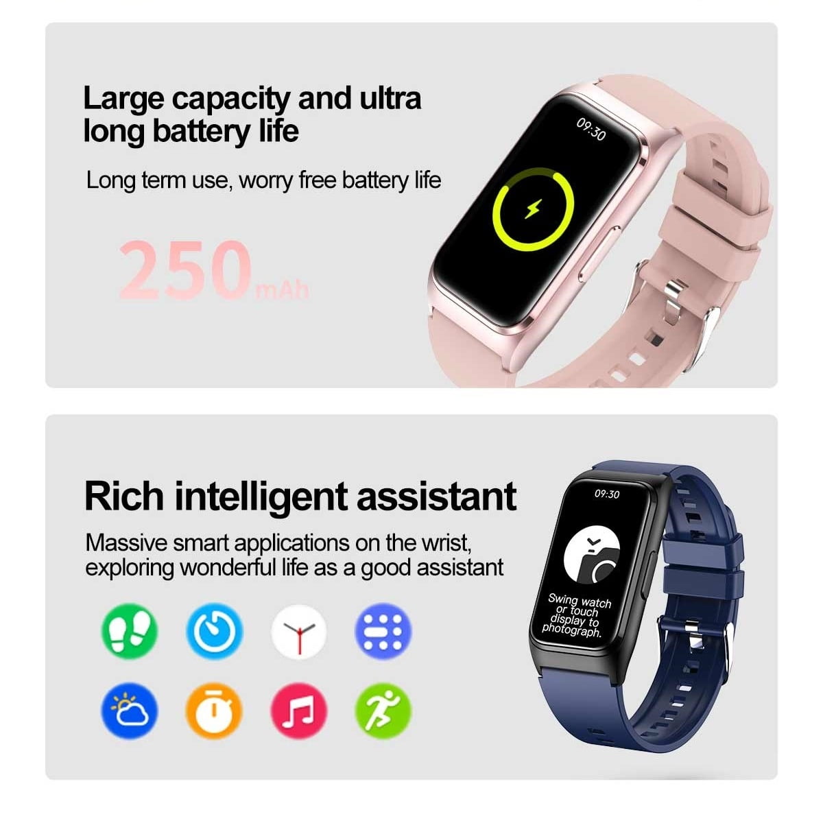 VAYKAL Smart Watch Fitness Tracker for Android and iPhone Multiple Sports Modes Pedometer Timer Stopwatch Make/Answer Calls Message Notifications IP68 Waterproof