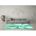 thumbnail image 3 of Ahgly Company Machine Washable Indoor Square Abstract Turquoise Blue Modern Area Rugs, 5' Square, 3 of 4