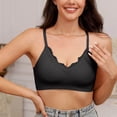 thumbnail image 4 of Ytndtr Wireless No Underwire Bra for Women V-Neck Lace Trim Supportive Seamless Bra Comfortable Tshirt Bralette, 4 of 6