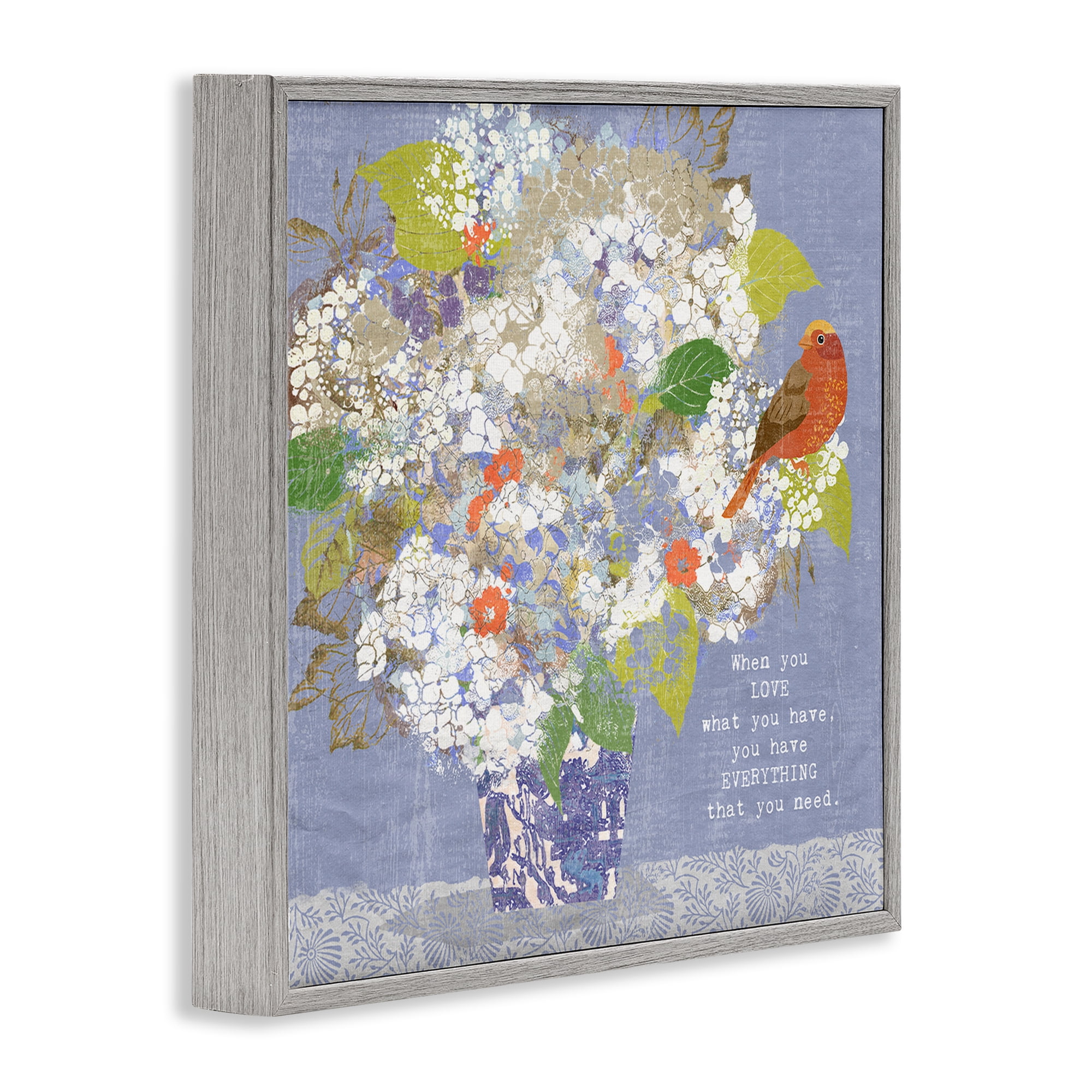 Stupell Industries Floral Inspiration On Love Gray Framed Giclee Art, design by Suzanne Nicoll