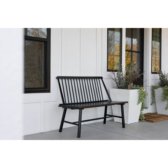 Barrington&Home Hardwood Farmhouse Porch Bench in Black
