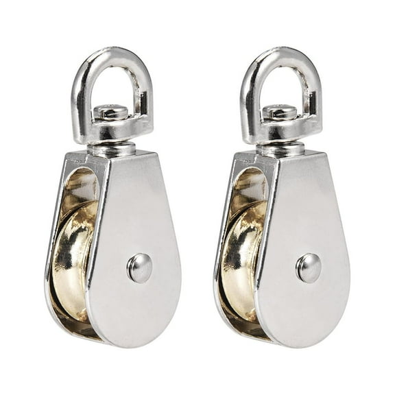 1" Lifting Crane Swivel Hook Pulley Block Hanging Wire Towing Single Wheel Zinc Alloy, 2pcs