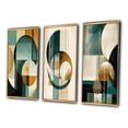 thumbnail image 3 of Designart "Retro Gold and Teal Full Moon Grace I" Modern Geometric Framed Wall Art Set Of 3 - Gold Abstract Frame Gallery Set For Office Decor, 3 of 6