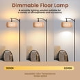 thumbnail image 4 of Arc Rattan Floor Lamp, 63 Inch Dimmable Standing Lamp, Black Frame With Rattan And Fabric Double Drum Shade, Boho Farmhouse Tall Decor Lamp For Living Room Bedroom, 4 of 11
