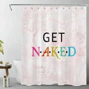 HVEST Get Naked Shower Curtain,Pink Abstract Marble Shower Curtain for Bathroom Decor,Minimalist Bath Curtain Polyester Fabric Bath Accessories with Hooks,60x72 Inches