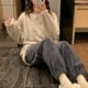 thumbnail image 3 of Conjunto de pijama térmico de terciopelo acolchado para mujer, ropa de dormir de felpa para estudiantes, ropa de casa, 2 piezas, Invierno, 3 of 3