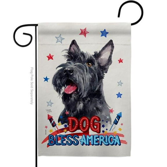 Breeze Decor  Patriotic Scottish Terrier Animals Dog 13 x 18.5 in. Double-Sided Decorative Vertical Garden Flags for House Decoration Banner Yard Gift