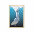 thumbnail image 1 of Whale Wall Art with Frame, Cartoon Whale Swimming Under Ocean with Fish Shells near Palm Island Environment, Printed Fabric Poster for Bathroom Living Room, 23" x 35", Multicolor, by Ambesonne, 1 of 2