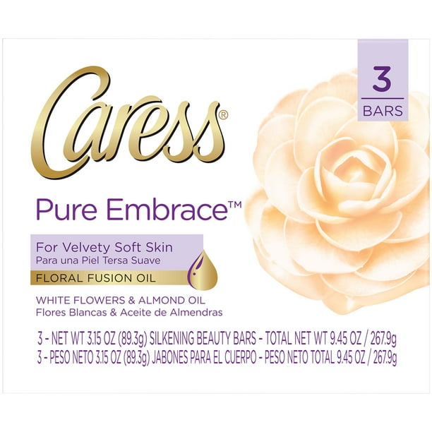 Caress Beauty Bar Soap Brazilian Gardenia & Coconut Milk 3.15 oz 3 Bars