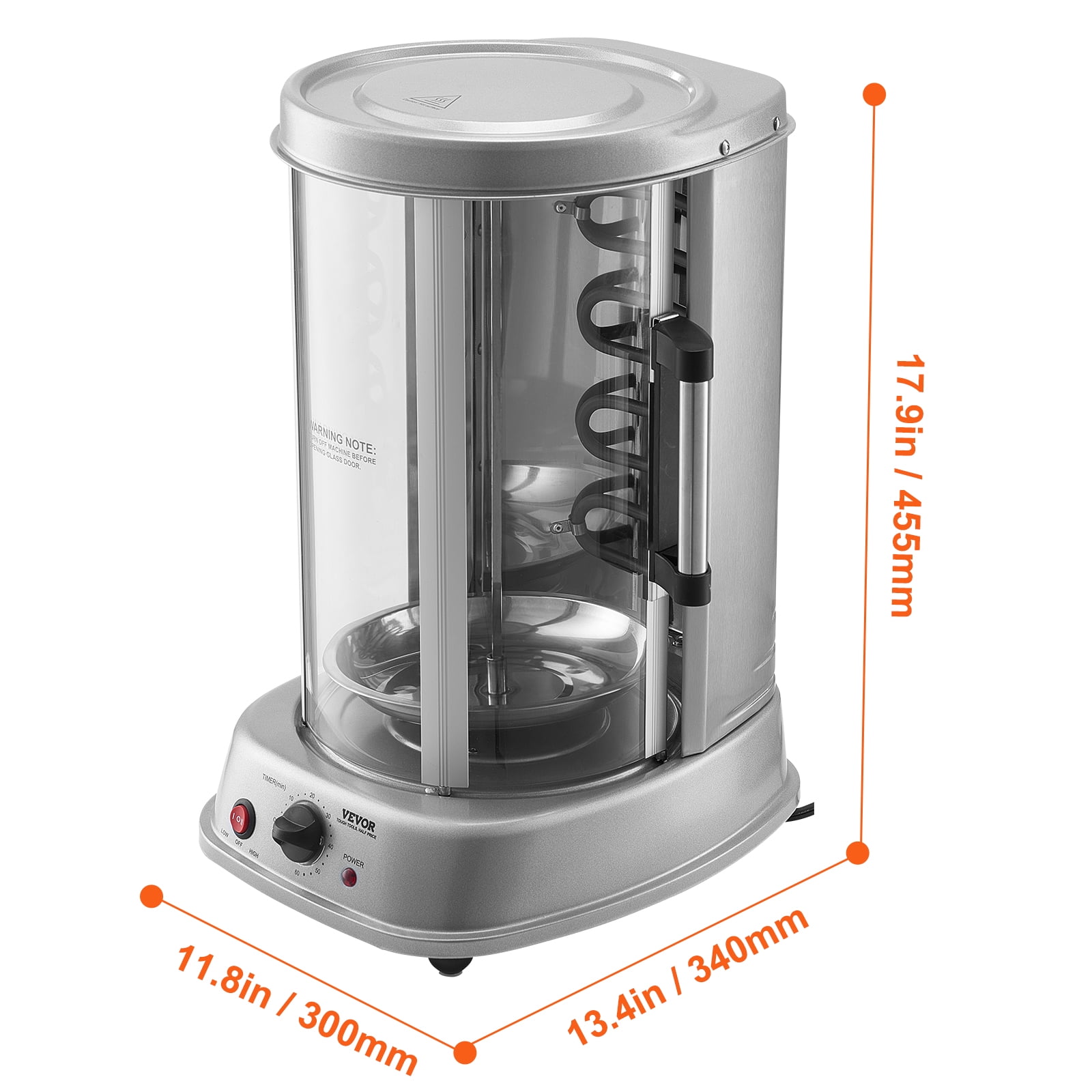 VEVOR Shawarma Grill Machine, Vertical Chicken Shawarma Cooker Machine Countertop, Electric Stainless Steel Broiler Gyro Rotisserie Oven Doner Kebab Machine, for Home Restaurant Kitchen Parties