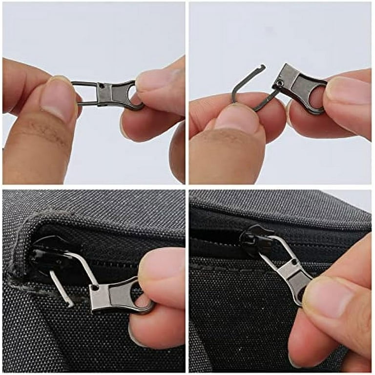 FKEYTO Zipper Pull Tab Replacement Metal Zipper Handle Mend Fixer for Suitcases Luggage Jacket Backpacks Coat Boots