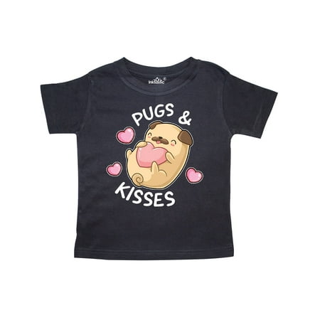 

Inktastic Valentines Day Pugs and Kisses with Pink Hearts Gift Toddler Boy or Toddler Girl T-Shirt