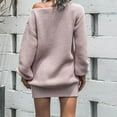 thumbnail image 4 of Dress Shirts for Men Women's Baggy Sweater Dresses Loose Winter Lantern Sleeve off Shoulder Casual Knit Dress Fall Maxi Dress S-108 Pink-a S, 4 of 4