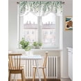 thumbnail image 3 of Tie Up Valance Curtain for Kitchen, Green Watercolor Eucalyptus Leaves Rod Pocket Short Curtains Adjustable Tie-Up Shade Valances, Spring Foliage on White Window Treatment for Bedroom 60x18in, 3 of 8
