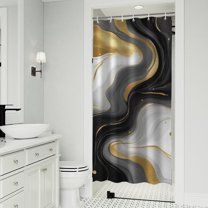 Black Marble Gold Wave Pattern Shower Curtain 36"x72" ,Bathroom Decorative Shower Curtains Set with 12 Hooks,Modern Waterproof Washable Shower Curtain