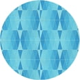 thumbnail image 1 of Ahgly Company Machine Washable Indoor Round Transitional Bright Turquoise Blue Area Rugs, 5' Round, 1 of 7
