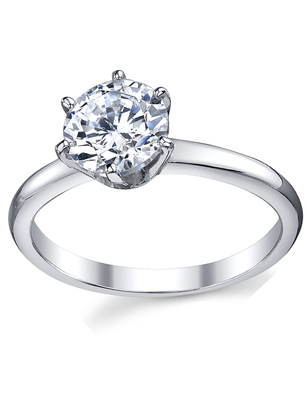 Metal Masters Womens 1.25Ct Round Brilliant Cubic Zirconia Sterling Silver 925 Wedding Engagement Ring 2mm