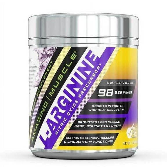 Amazing Muscle L-Arginine 4600mg Per Serving 1Lbs Supplement | Amino Acid Supplement for Men & Women | Non-GMO | Gluten Free |